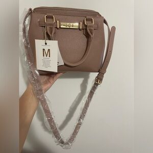 Miztique Mauve Satchel with Gold Accents